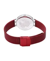 Bering Women's Classic Red Stainless Steel Mesh Bracelet Watch 31mm