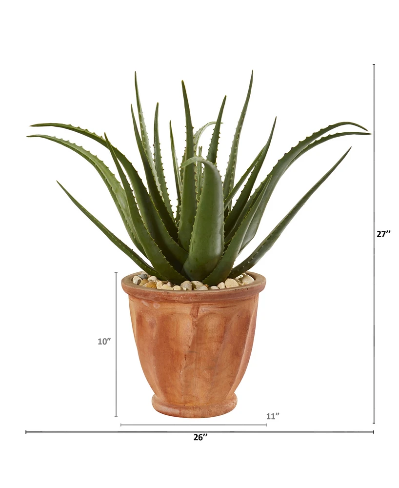 Nearly Natural 27" Aloe Artificial Plant in Terra-Cotta Planter