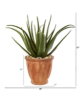 Nearly Natural 27" Aloe Artificial Plant in Terra-Cotta Planter