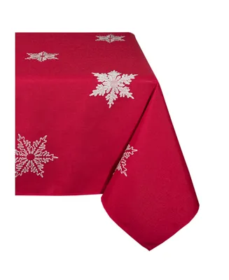 Xia Home Fashions Glisten Snowflake Embroidered Christmas Square Tablecloth, 60" x 60"