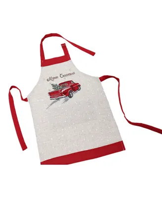 Manor Luxe Merry Christmas Truck Embroidered Apron