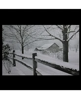 Northlight Large Fiber Optic Lighted Snowy Winter Cabin Canvas Wall Art, 15.75" x 23.5"