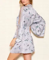 iCollection Hummingbird Print Robe Lingerie, Online Only