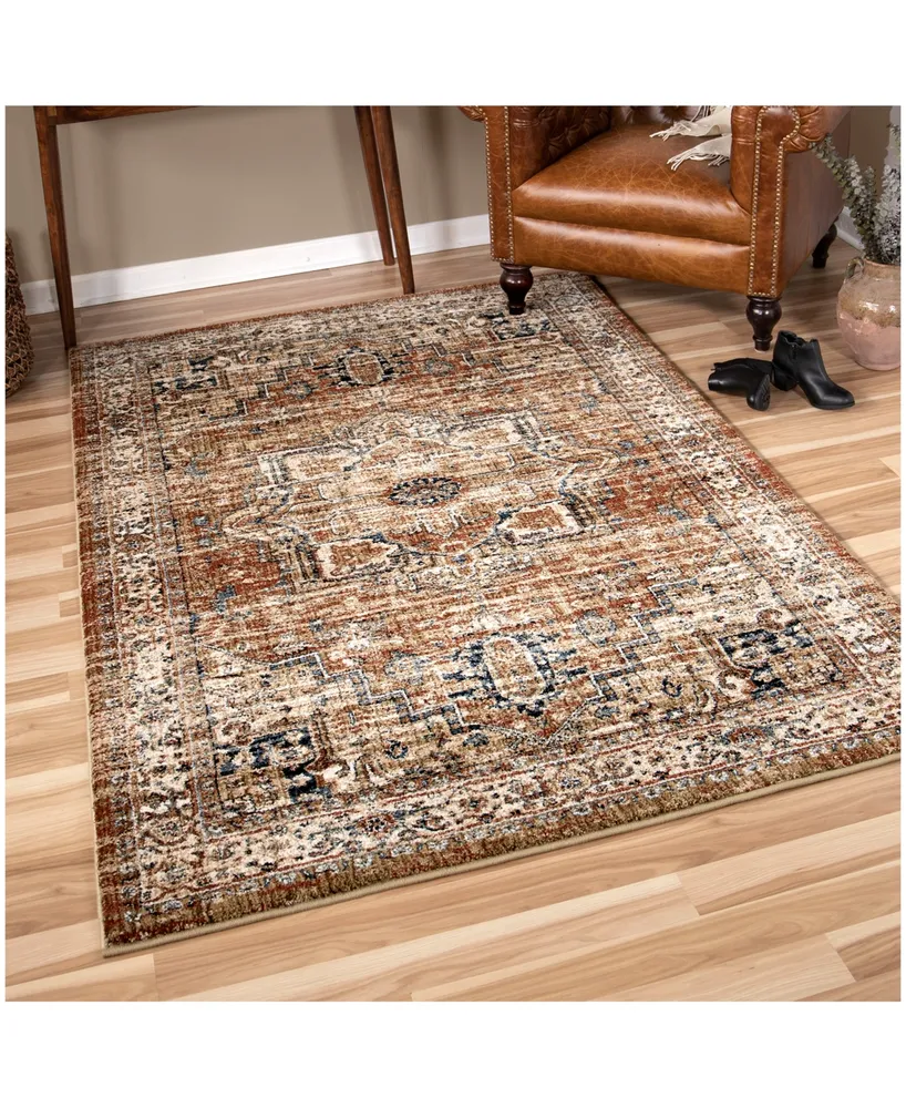 Orian Aria Heriz Medallion Rust 8'10" x 13' Area Rug