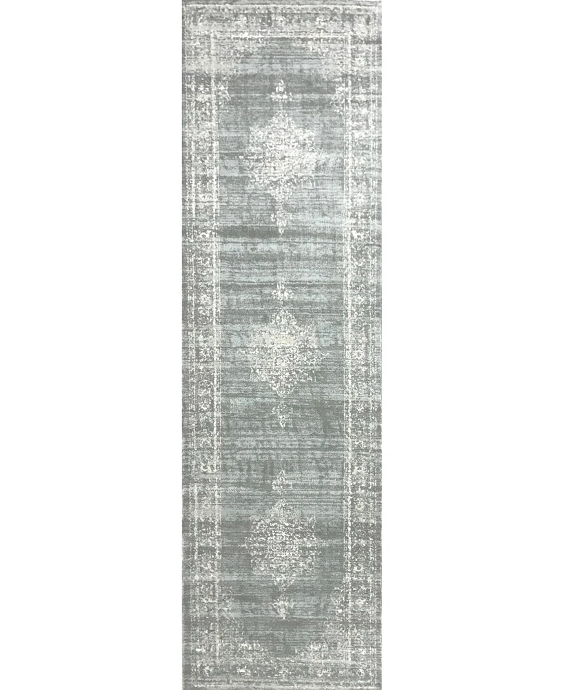 Closeout! Km Home 3563/0053/Green Cantu Green 2'2" x 7'7" Runner Rug
