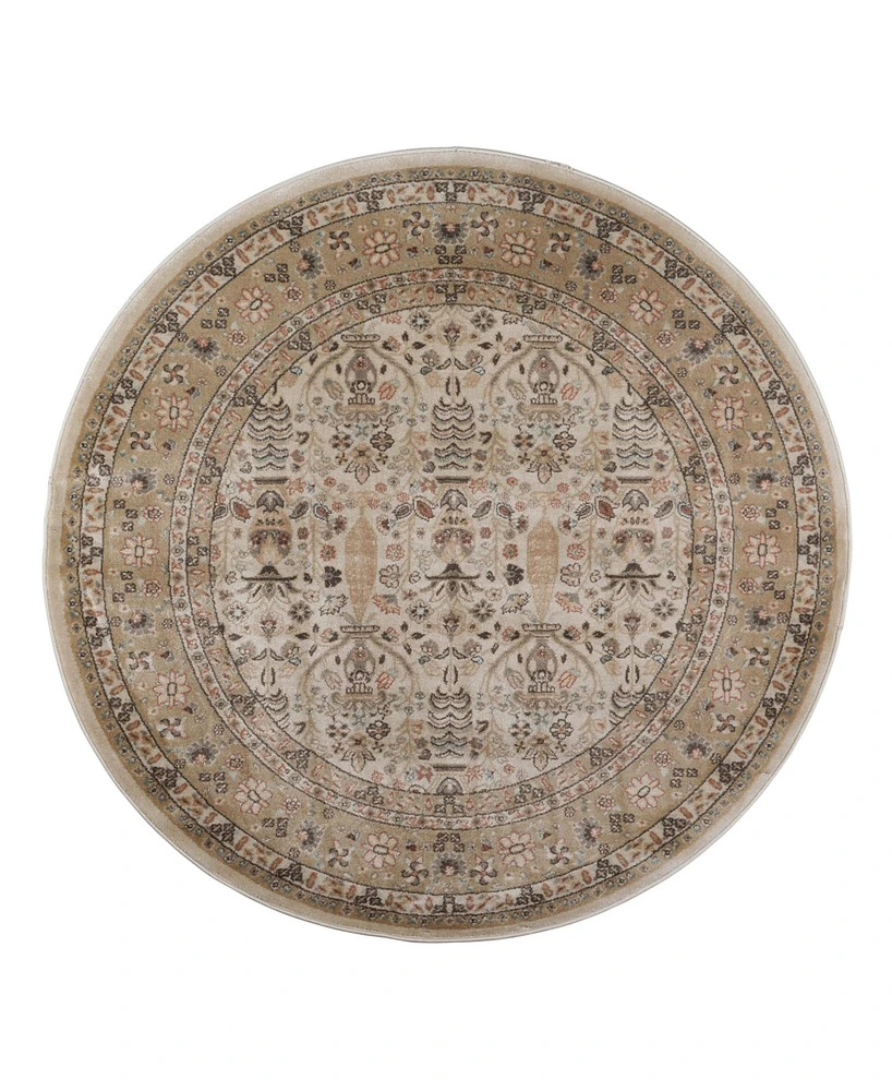 Closeout! Km Home 3812/1024/Cream Gerola Ivory/ Cream 5'3" x 5'3" Round Area Rug