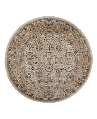 Closeout! Km Home 3812/1024/Cream Gerola Ivory/ Cream 5'3" x 5'3" Round Area Rug