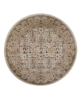 Closeout! Km Home 3812/1024/Cream Gerola Ivory/ Cream 5'3" x 5'3" Round Area Rug