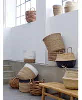 Handwoven Seagrass Basket Storage with Handles, Natural and Black