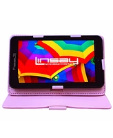 Linsay New 7" Tablet Quad Core 64GB Storage Android 13 with Pink Case