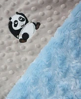 Lil' Cub Hub Minky Baby Boy Blanket With Embroidered Panda