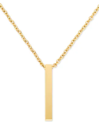Legacy for Men by Simone I. Smith Men's Polished Bar 24" Pendant Necklace in Yellow Ion-Plated Stainless Steel