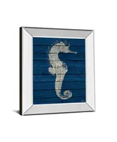 Classy Art Antique Seahorse on Blue I by Patricia Pinto Mirror Framed Print Wall Art - 22" x 26"