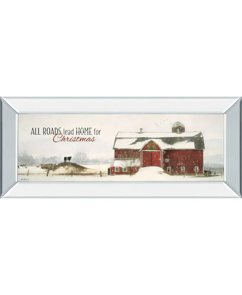 Classy Art All Roads Lead Home for Christmas by Lori Deiter Mirror Framed Print Wall Art - 18" x 42"