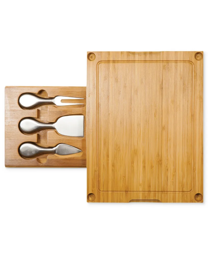 Toscana by Picnic Time Concerto Glass Top Cutting Board with Cheese Tools