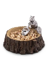 Arthur Court Designs Aluminum Standing Squirrel on Log Nut Bowl