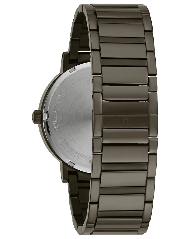 Bulova Men's Millennia Diamond-Accent Gray Stainless Steel Bracelet Watch 42mm