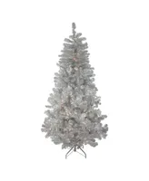 Northlight 4.5' Pre-Lit Silver Metallic Artificial Tinsel Christmas Tree - Clear Lights