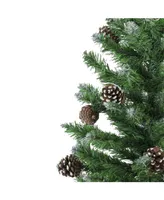 Northlight 24" Frosted Norway Pine with Pine Cones Artificial Christmas Tree in Burlap Base - Unlit