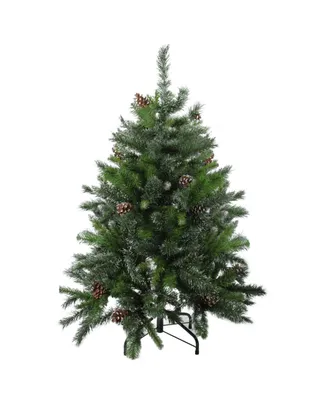 Northlight 4' Snowy Delta Pine with Pine Cones Artificial Christmas Tree - Unlit