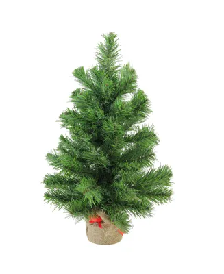 Northlight 18" Mini Pine Artificial Christmas Tree in Burlap Base - Unlit
