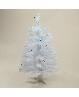 Northlight 2' Pre-Lit Slim White Tinsel Artificial Christmas Tree - Green Lights