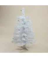 Northlight 2' Pre-Lit Slim White Tinsel Artificial Christmas Tree - Green Lights