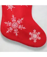 Northlight 16" Red and White "Merry Christmas" Snowflake Embroidered Christmas Stocking