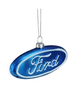Northlight 5" Blue and White "Ford" Logo Collectible Glass Christmas Ornament