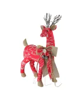 Northlight 24" Country Rustic Red White and Brown Reindeer with Bow Christmas Decoration