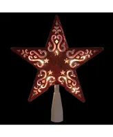 Northlight 8.5" Red Glitter Star Cut-Out Design Christmas Tree Topper - Clear Lights