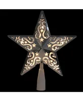 Northlight 8.5" Silver Star Cut-Out Design Christmas Tree Topper - Clear Lights