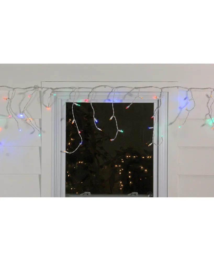 Northlight Set of 100 Multi-Color Led Wide Angle Icicle Christmas Lights - White Wire