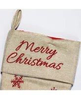 Northlight 16" Burlap "Merry Christmas" Santa Claus Embroidered Christmas Stocking