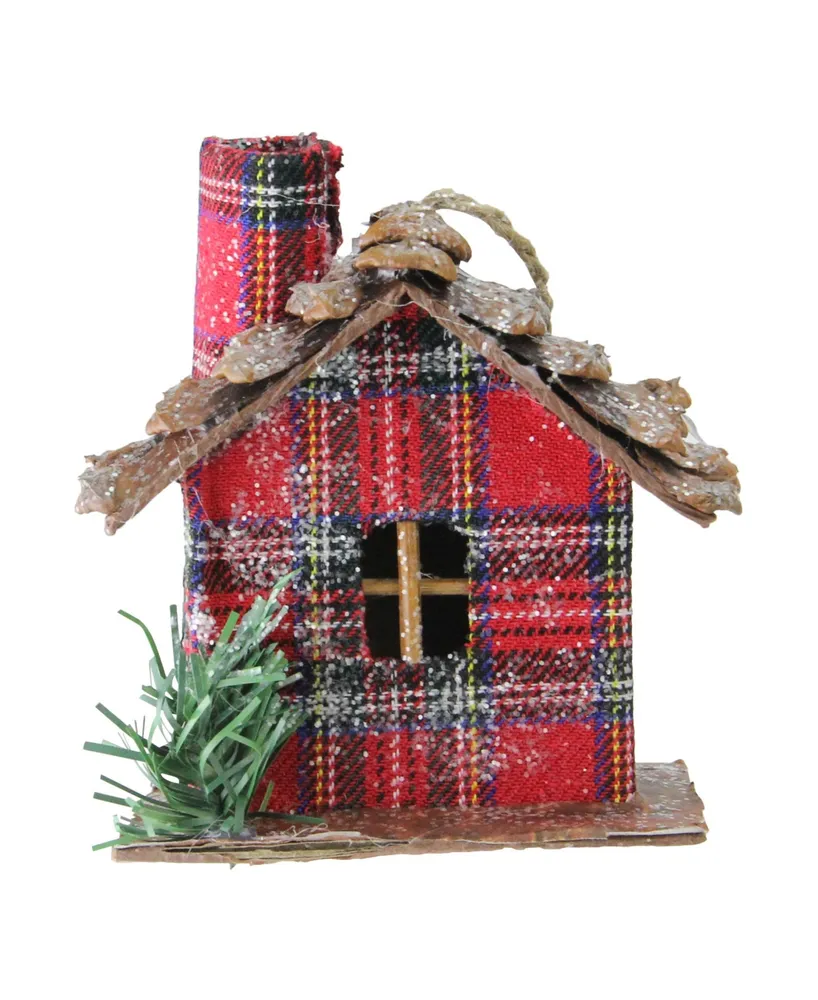 Northlight 4.25" Red Plaid Country Cabin Christmas Ornament