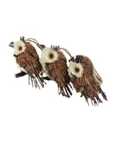 Northlight Pack of 3 Brown Owl Sisal Christmas Ornaments 3.75"