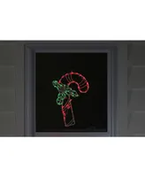 Northlight 18" Lighted Candy Cane with Holly Christmas Window Silhouette Decoration