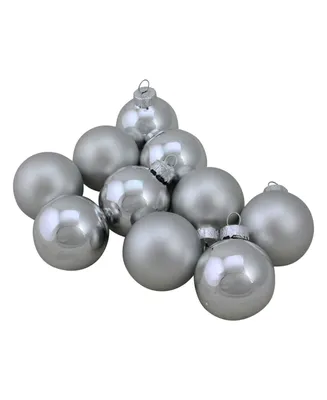 Northlight 10-Piece Shiny and Matte Silver Glass Ball Christmas Ornament Set 1.75" 45mm
