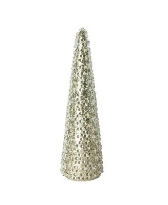 Northlight 13" "All That Glitters" Beaded and Gold Glittered Christmas Cone Tree Table Top Decoration