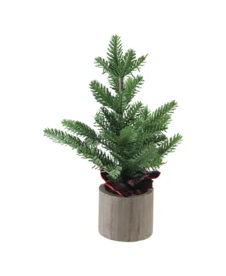 Northlight 16" Artificial Pine Christmas Tree In Wooden Pot Table Top Decoration