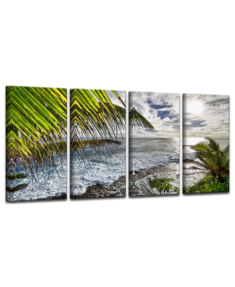 Ready2HangArt Palms View 4 Piece Wrapped Canvas Coastal Wall Art Set, 24" x 48"