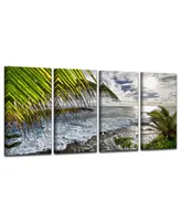 Ready2HangArt Palms View 4 Piece Wrapped Canvas Coastal Wall Art Set, 24" x 48"