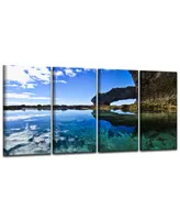 Ready2HangArt Aqua Rocks 4 Piece Wrapped Canvas Coastal Wall Art Set, 24" x 48"