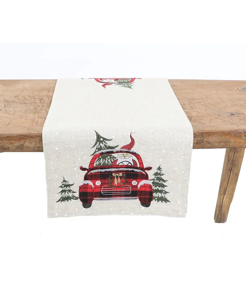 Manor Luxe Santa Claus Riding on Car Christmas Table Runner