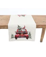Manor Luxe Santa Claus Riding on Car Christmas Table Runner