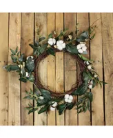 Northlight 21.5" White Winter Flowers and Foliage Twig Wreath - Unlit