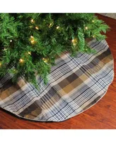 Northlight 48" Brown Plaid Rustic Woodland Christmas Tree Skirt with Gold Trim