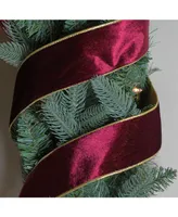 Northlight Solid Wine Red Gold Wired Christmas Craft Ribbon 2.5" x 10 Yards