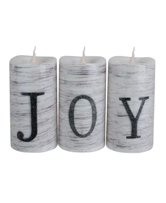 Northlight Set of 3 Battery Operated Joy Led Christmas Candle Decorations 6"