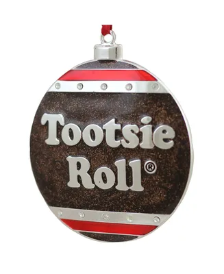 Northlight 3.5" Silver Plated Tootsie Roll Candy Logo Christmas Ornament with European Crystals